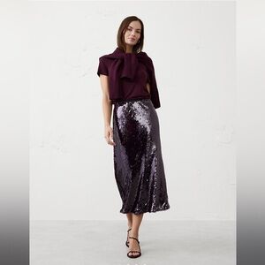 Express Sequin Midi Skirt - Deep Purple
